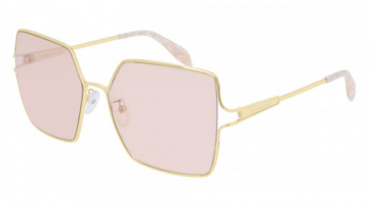 Alexander McQueen AM0219SA Sunglasses, 003 - GOLD with PINK lenses