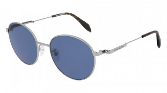 Alexander McQueen AM0230S Sunglasses, 003 - RUTHENIUM with BLUE lenses