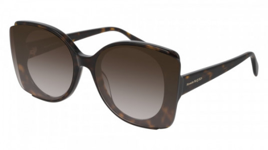 Alexander McQueen AM0250S Sunglasses, 003 - HAVANA with BROWN lenses