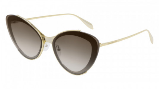 Alexander McQueen AM0251S Sunglasses, 002 - GOLD with BROWN lenses