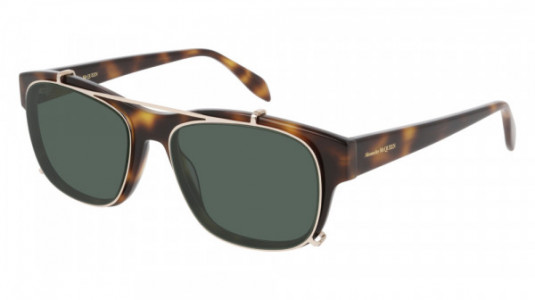 Alexander McQueen AM0262S Sunglasses, 002 - HAVANA with GREEN lenses