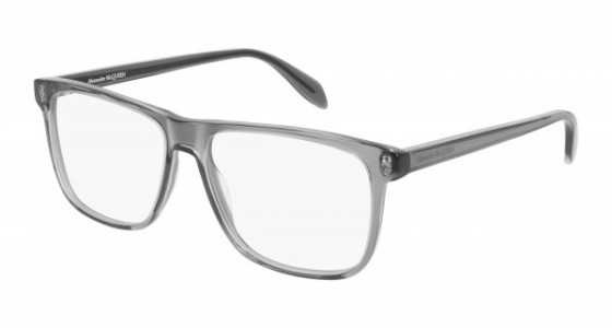 Alexander McQueen AM0247O Eyeglasses, 001 - GREY with TRANSPARENT lenses