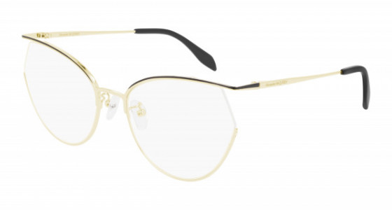 Alexander McQueen AM0256O Eyeglasses, 001 - GOLD with TRANSPARENT lenses