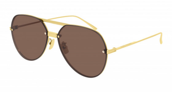 Bottega Veneta BV1054SA Sunglasses, 002 - GOLD with BROWN lenses