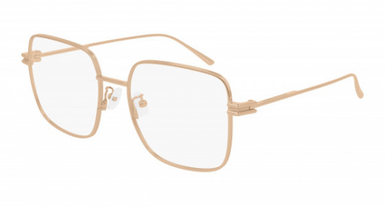 Bottega Veneta BV1049O Eyeglasses, 001 - GOLD with TRANSPARENT lenses