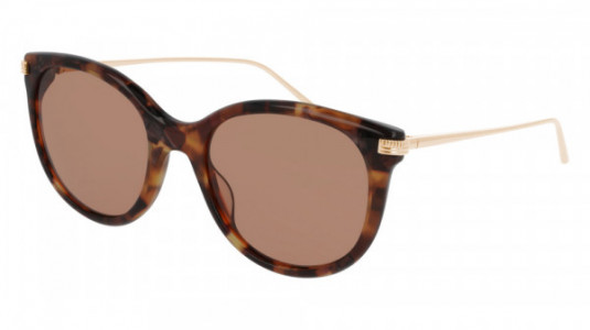 Boucheron BC0101S Sunglasses, 003 - HAVANA with GOLD temples and RED lenses