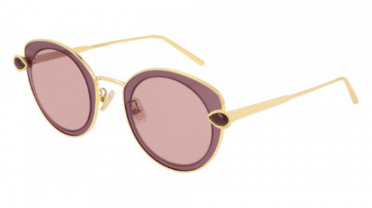 Boucheron BC0104S Sunglasses, 003 - GOLD with BURGUNDY temples and PINK lenses