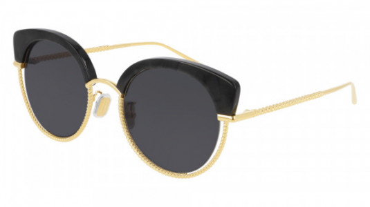 Boucheron BC0105S Sunglasses, 001 - BLACK with GOLD temples and GREY lenses