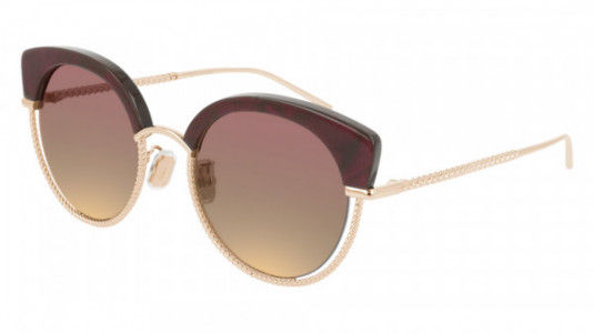 Boucheron BC0105S Sunglasses, 002 - RED with GOLD temples and RED lenses