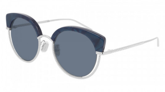 Boucheron BC0105S Sunglasses, 003 - BLUE with WHITE temples and BLUE lenses