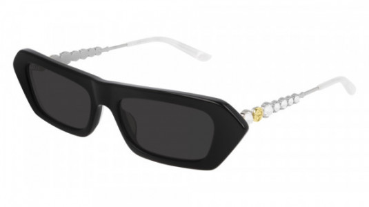Gucci GG0642S Sunglasses, 001 - BLACK with SILVER temples and GREY lenses