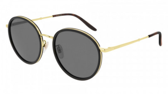 Gucci GG0677SK Sunglasses, 001 - BLACK with GOLD temples and GREY lenses