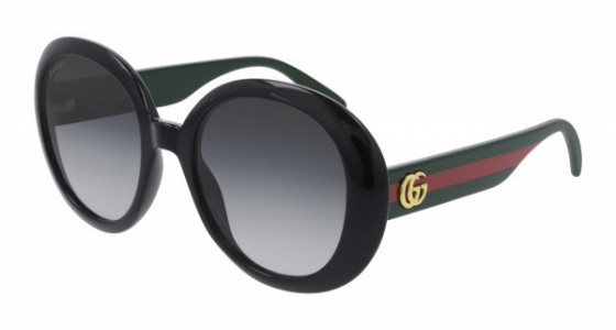 Gucci GG0712S Sunglasses, 001 - BLACK with GREEN temples and GREY lenses