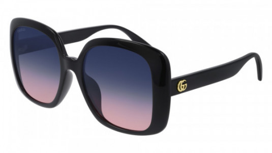 Gucci GG0714SA Sunglasses, 002 - BLACK with BLUE lenses