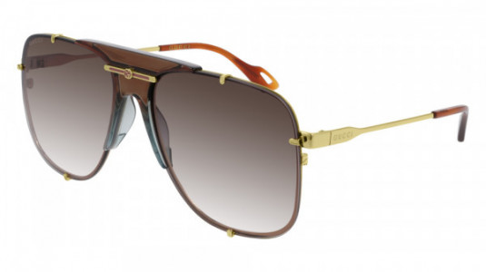 Gucci GG0739S Sunglasses, 002 - GOLD with BROWN lenses