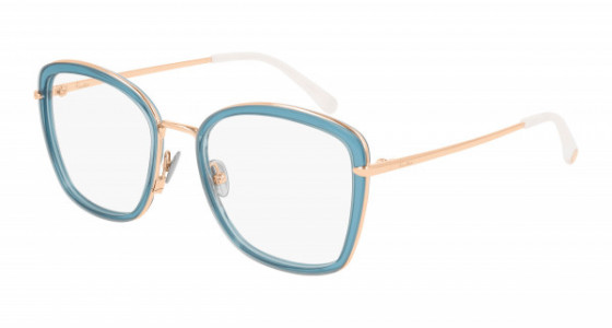 Pomellato PM0085O Eyeglasses, 001 - BLUE with GOLD temples and TRANSPARENT lenses