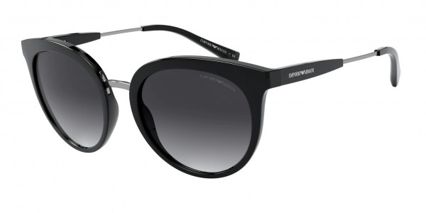 Emporio Armani EA4145 Sunglasses, 50018G SHINY BLACK GRADIENT GREY (BLACK)