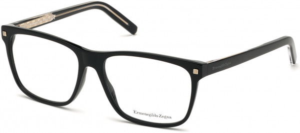 Ermenegildo Zegna EZ5170 Eyeglasses, 01A - Shiny Black, Shiny Black & Crystal, Vicuna