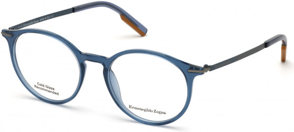 Ermenegildo Zegna EZ5171 Eyeglasses, 090 - Shiny Transparent Blue, Vicuna