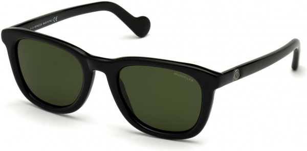 Moncler ML0118 Sunglasses, 01R - Shiny Black/ Polarized Green Lenses