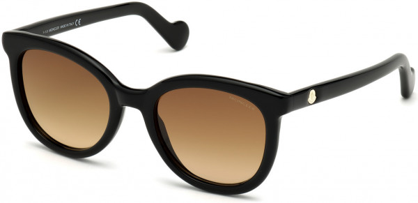 Moncler ML0119 Sunglasses, 01F - Shiny Black/ Gradient Brown Lenses