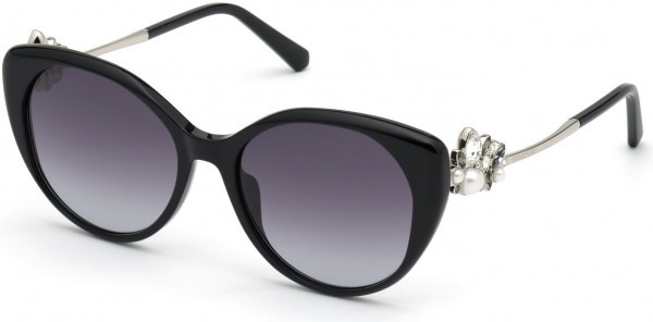 Swarovski SK0279 Sunglasses, 01B - Shiny Black  / Gradient Smoke