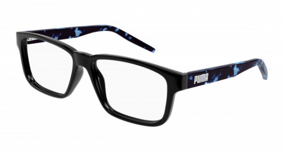 Puma PJ0046O Eyeglasses, 008 - BLACK with HAVANA temples and TRANSPARENT lenses