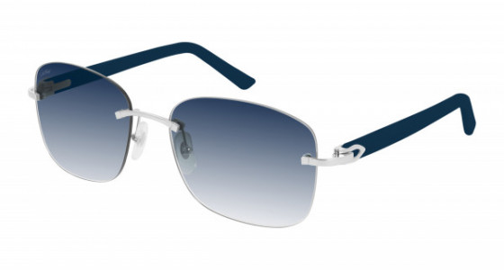 Cartier CT0227S Sunglasses, 003 - SILVER with BLUE temples and BLUE lenses