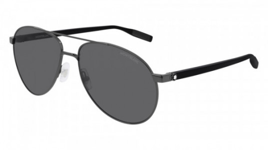 Montblanc MB0054S Sunglasses, 001 - RUTHENIUM with BLACK temples and GREY lenses