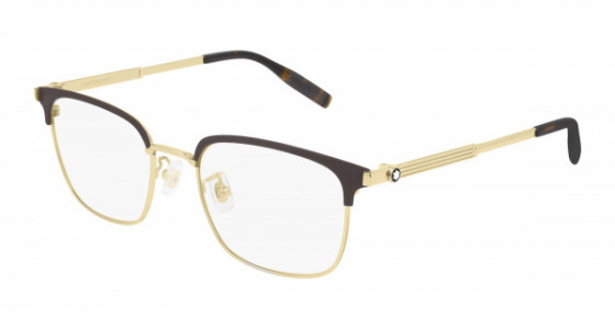 Montblanc MB0083OK Eyeglasses, 002 - GOLD with TRANSPARENT lenses
