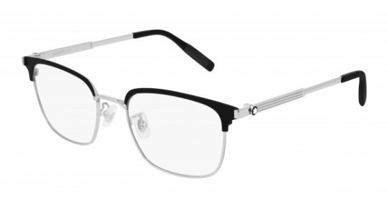 Montblanc MB0083OK Eyeglasses, 003 - SILVER with TRANSPARENT lenses