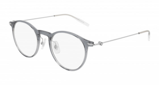 Montblanc MB0099O Eyeglasses, 001 - GREY with SILVER temples and TRANSPARENT lenses