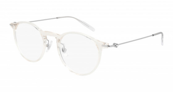 Montblanc MB0099O Eyeglasses, 002 - BEIGE with SILVER temples and TRANSPARENT lenses
