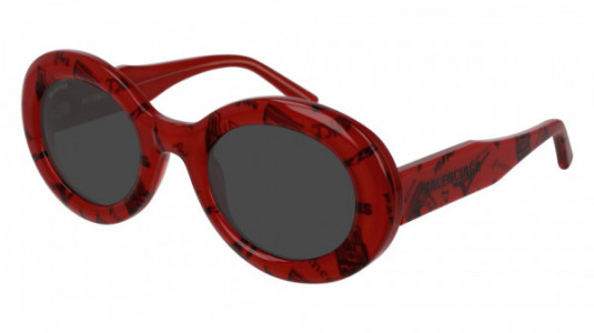 Balenciaga BB0074S Sunglasses, 003 - RED with GREY lenses