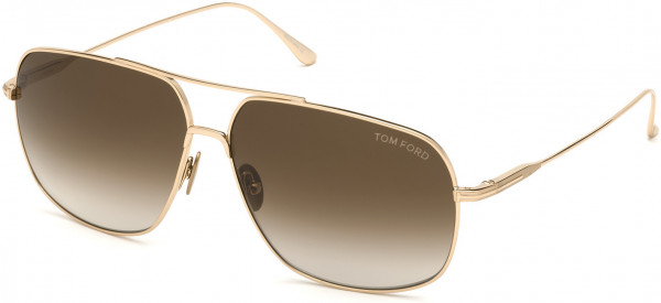 Tom Ford FT0746 John-02 Sunglasses, 28K - Shiny Rose Gold Titanium/ Gradient Roviex Lenses
