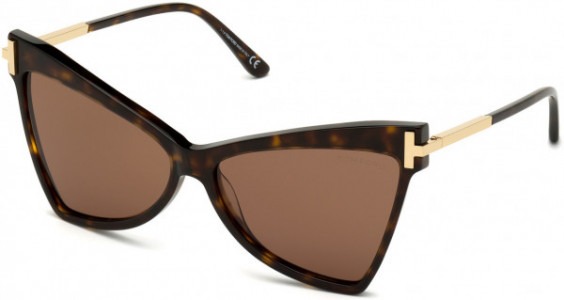 Tom Ford FT0767 Tallulah Sunglasses, 52E - Shiny Classic Dark Havana W. Shiny Rose Gold Temples/ Brown Lenses