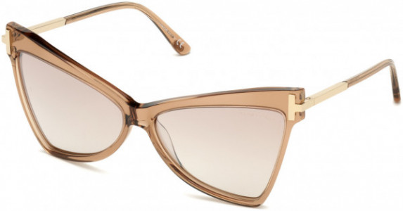 Tom Ford FT0767 Tallulah Sunglasses, 57G - Rose Champagne W. Rose Gold Temples/ Grad. Brown Silver Flash Lenses