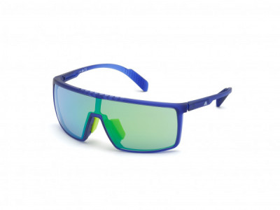 adidas SP0004 Sunglasses, 91Q - Matte Blue / Green Mirror Lens