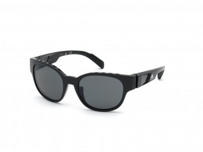 adidas SP0009 Sunglasses, 01D - Shiny Black / Smoke Polarized Lenses
