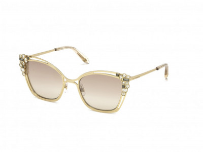 Atelier Swarovski SK0163-P Sunglasses, 32G - Light Gold, Multi-Color Crystals Decor/ Gradient Brown W. Silver Flash
