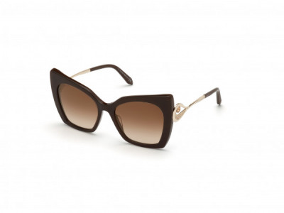 Atelier Swarovski SK0271-P Sunglasses, 48G - Shiny Brown, Shiny Pale Gold, Crystal Dãƒâ©Cor/ Gr. Brown W. Silver Fl