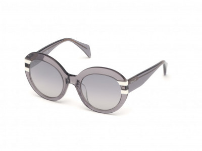 Bally BY0004-D Sunglasses, 20B - Shiny Transparent Grey, White Stripes/ Grad. Smoke Silver Flash Lenses