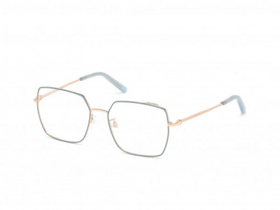 Bally BY5001-D Eyeglasses, 086 - Shiny Rose Gold, Light Blue Front And Temple Tips