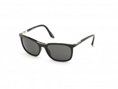 Longines LG0002-H Sunglasses, 01A - Shiny Black, Shiny Palladium & Matte Black Enamel / Smoke W. Flash