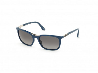 Longines LG0002-H Sunglasses, 90D - Shiny Blue, Shiny Palladium & Matte Black Enamel / Gr. Smoke Polarized