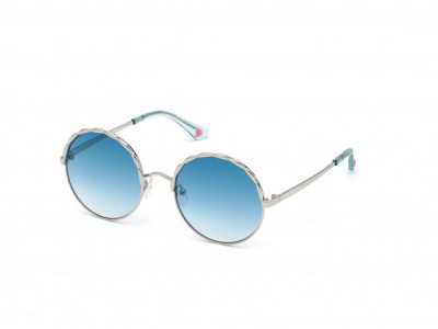 Pink PK0039 Sunglasses, 16W - Silver Metal, Crystal Blue Temple Tip W/ Blue Gradient Lens