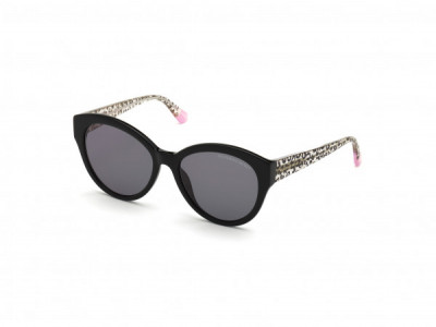 Victoria's Secret VS0023 Sunglasses, 01A - Black With Gold Animal Print Temple, Grey Lens