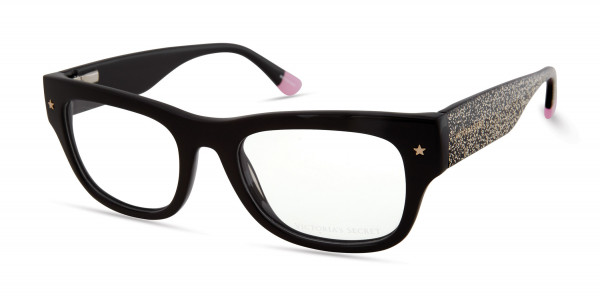 Victoria's Secret VS5014 Eyeglasses, 01A - Black W/ Gold Star On Temple, Gold Glitter Temple