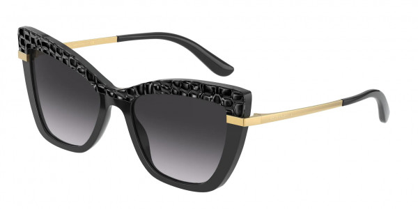 Dolce & Gabbana DG4374F Sunglasses, 32888G BLACK TEXTURE COCCO (BLACK)