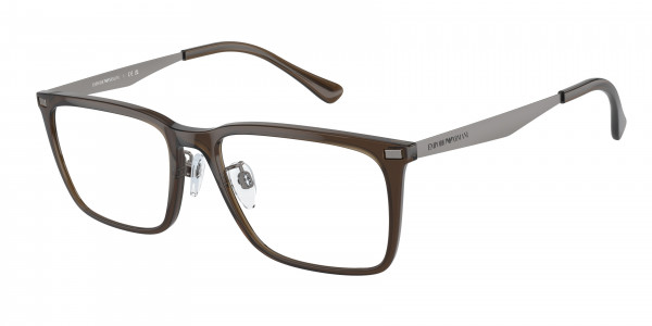 Emporio Armani EA3169F Eyeglasses, 6147 SHINY TRANSPARENT DARK BROWN